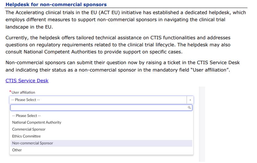 ACT EU: ACT EU Helpdesk For Non-Commercial Sponsors